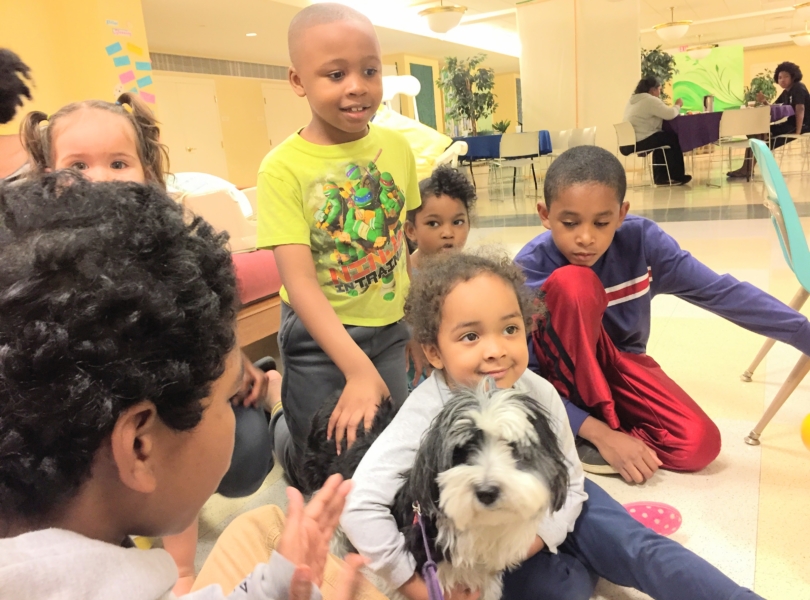Children with dog