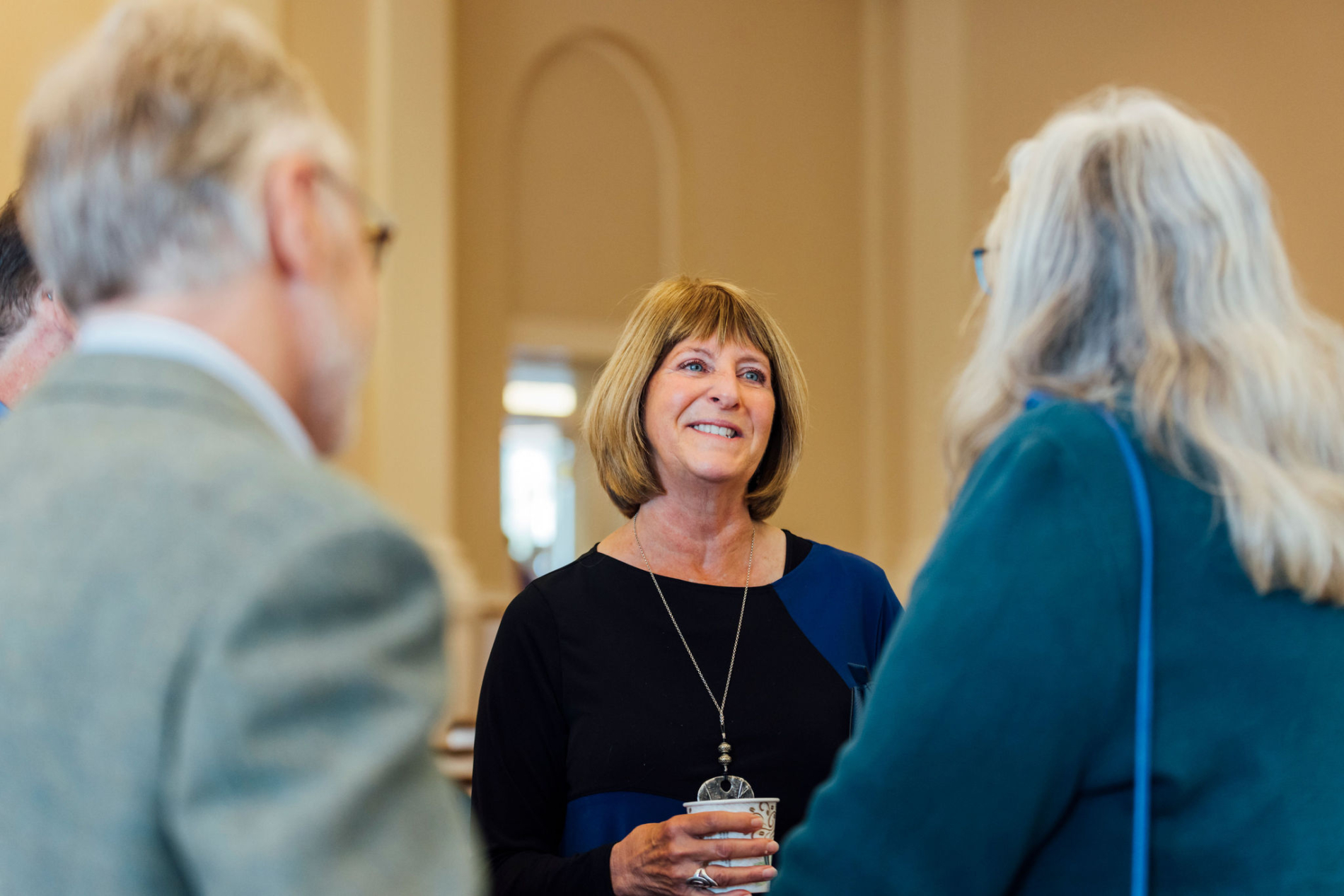Congregants discuss