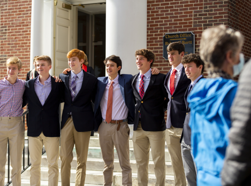 Confirmands stand together after confirmation