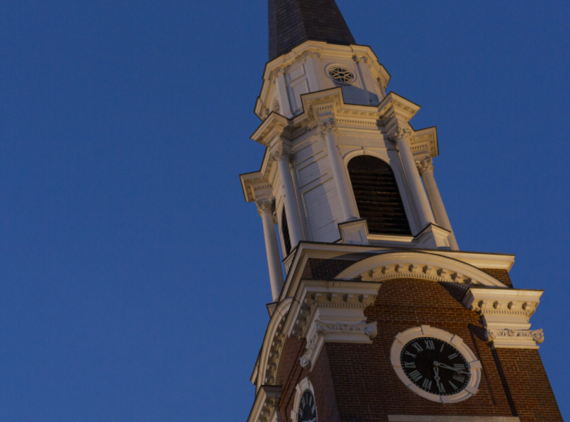Steeple against the night sky
