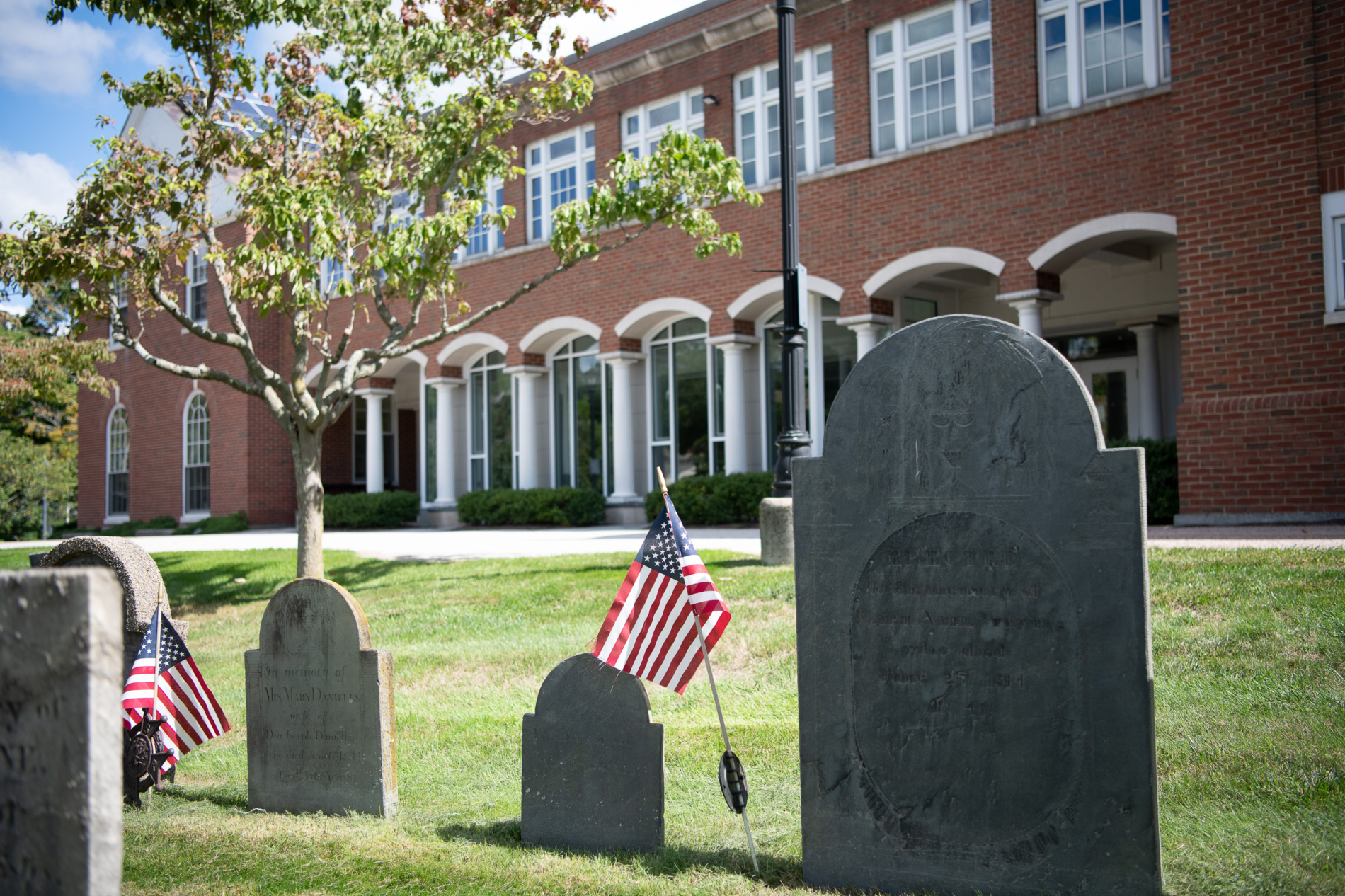 A group of gravestones in the cemetary of the Wellesley Village Church