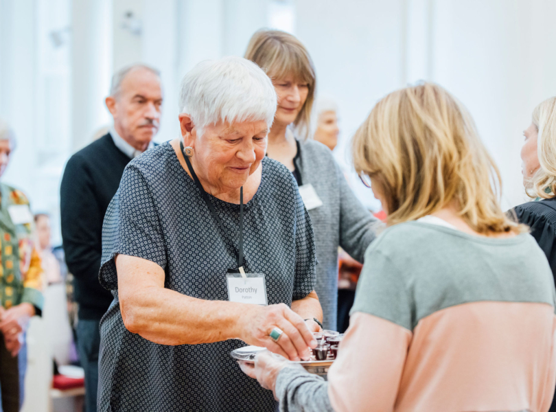 Woman accepts communion
