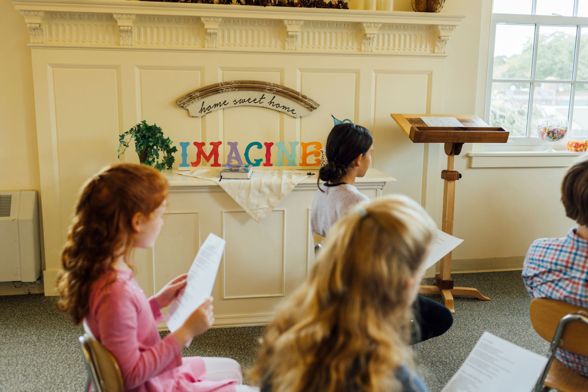 Children receive music instruction