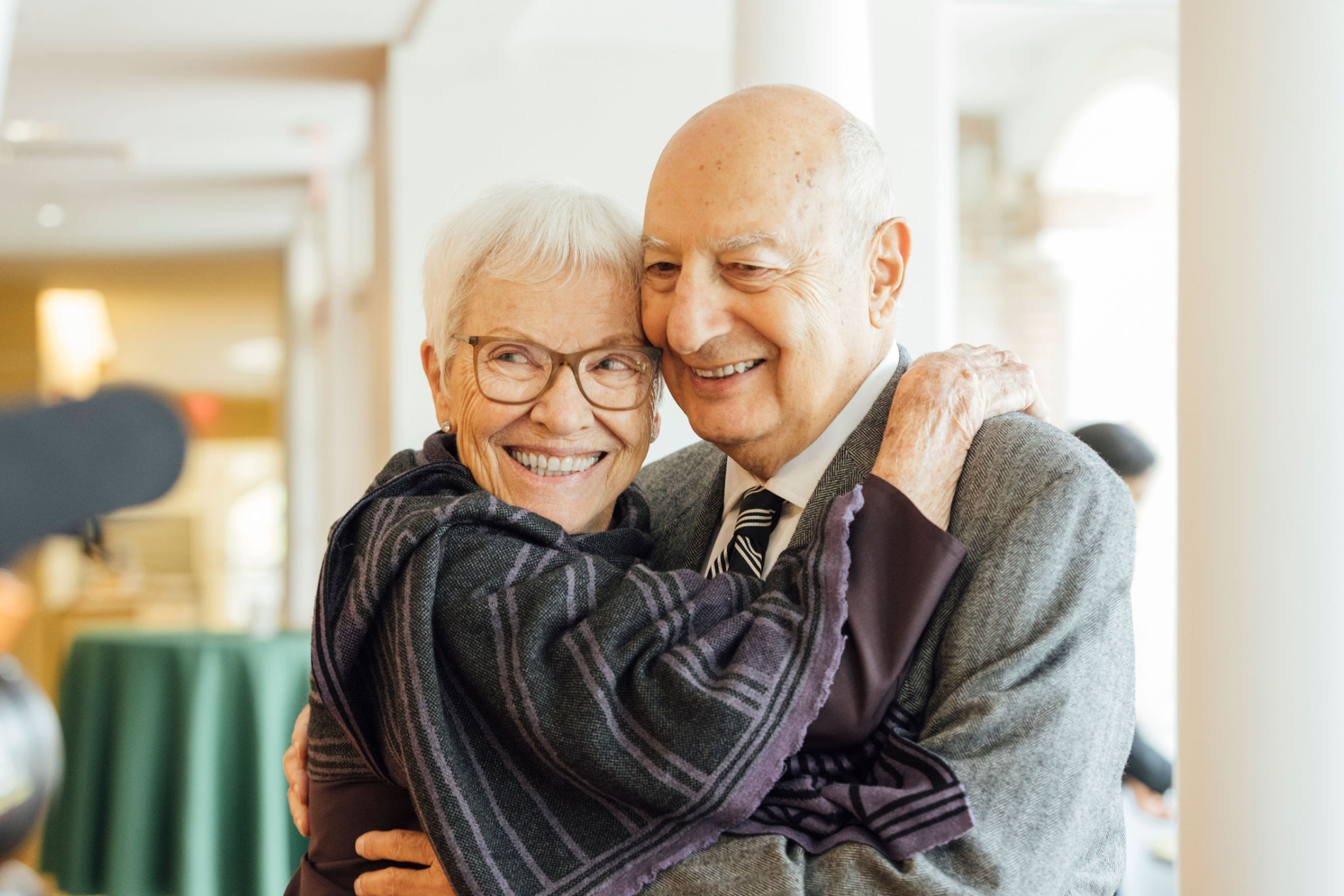 A couple embraces
